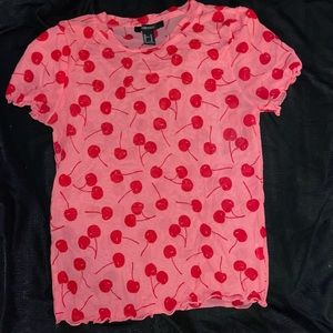 Forever 21 cherry mesh top